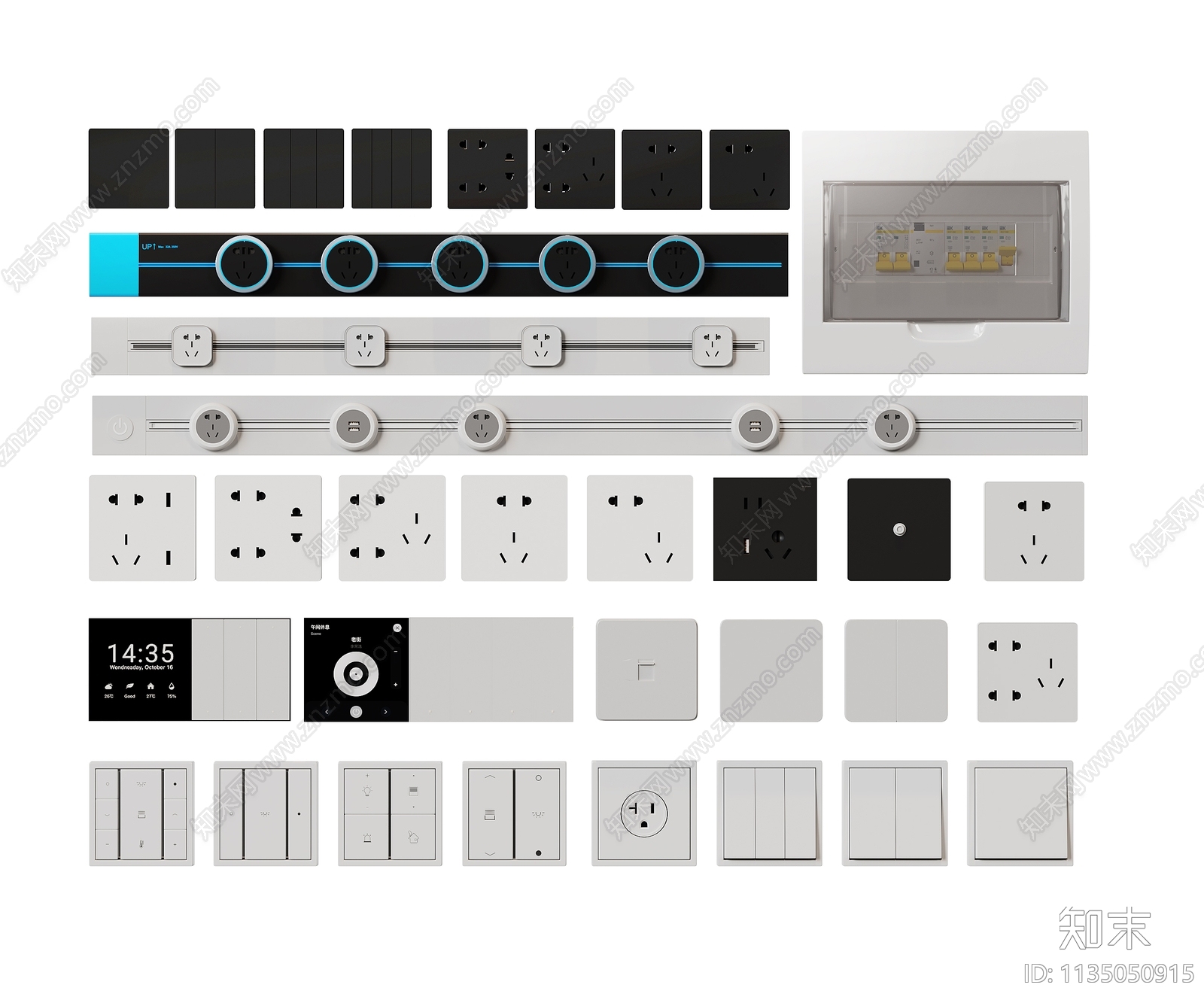 现代开关插座组合SU模型下载【ID:1135050915】