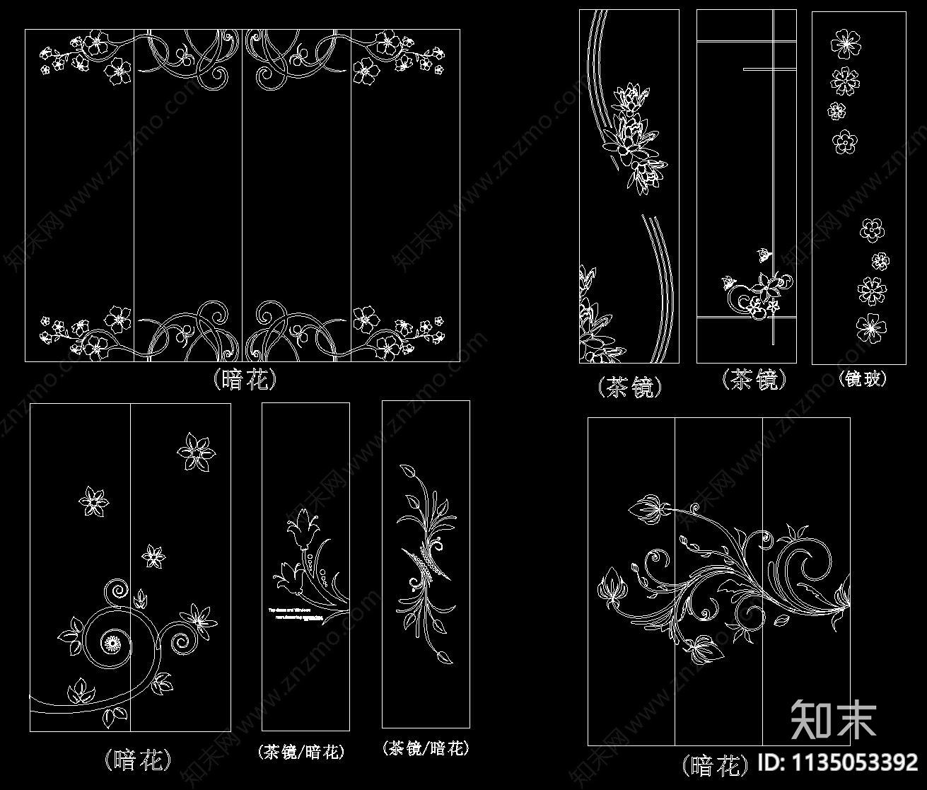 移门镜花暗花cad施工图下载【ID:1135053392】