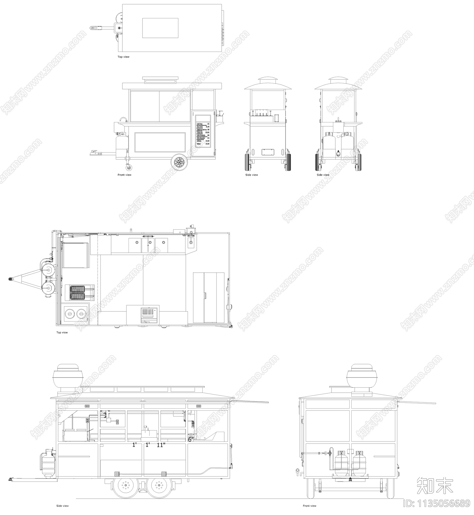 多款时尚网红餐车cad施工图下载【ID:1135056689】