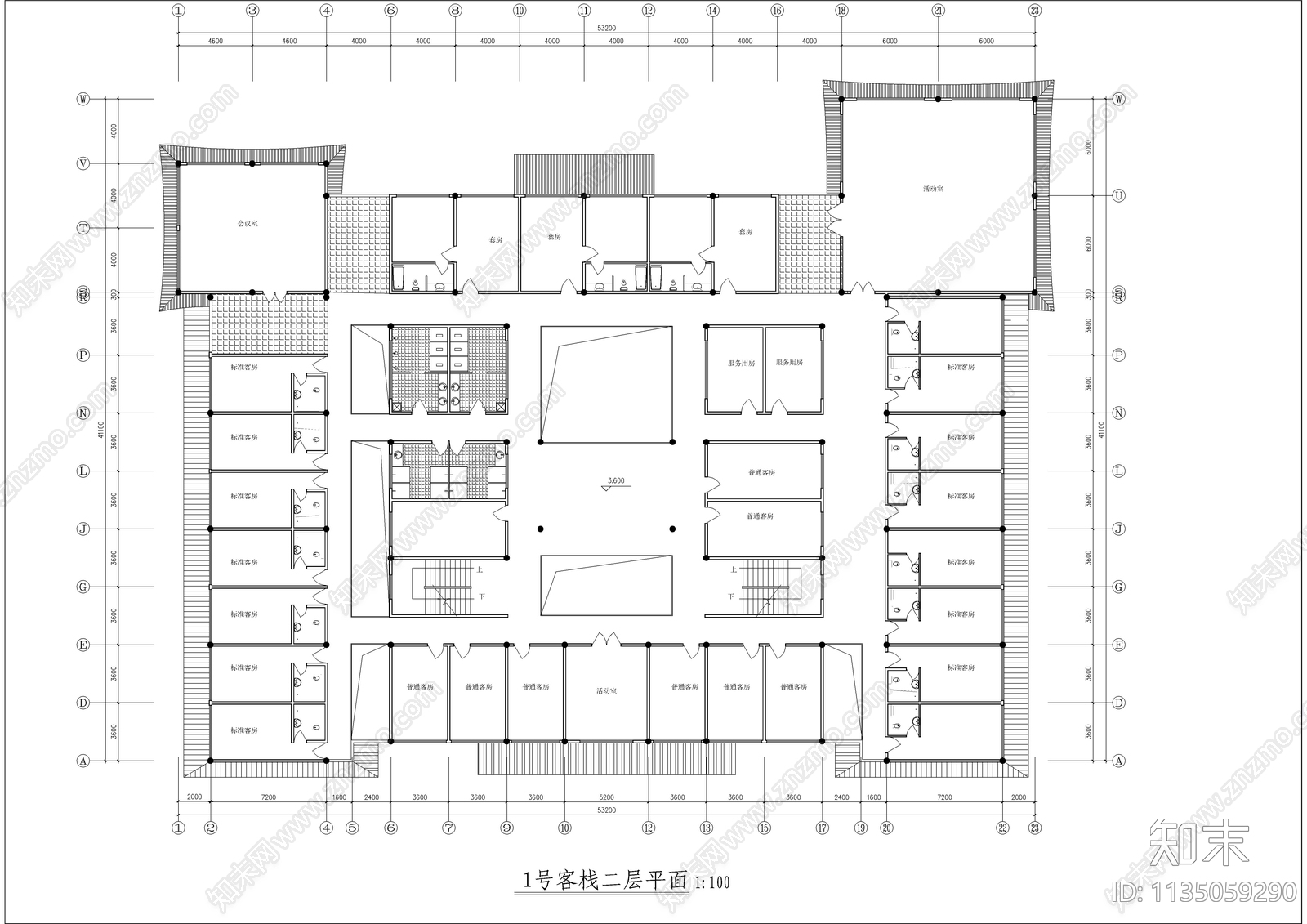 民居式客栈建筑cad施工图下载【ID:1135059290】