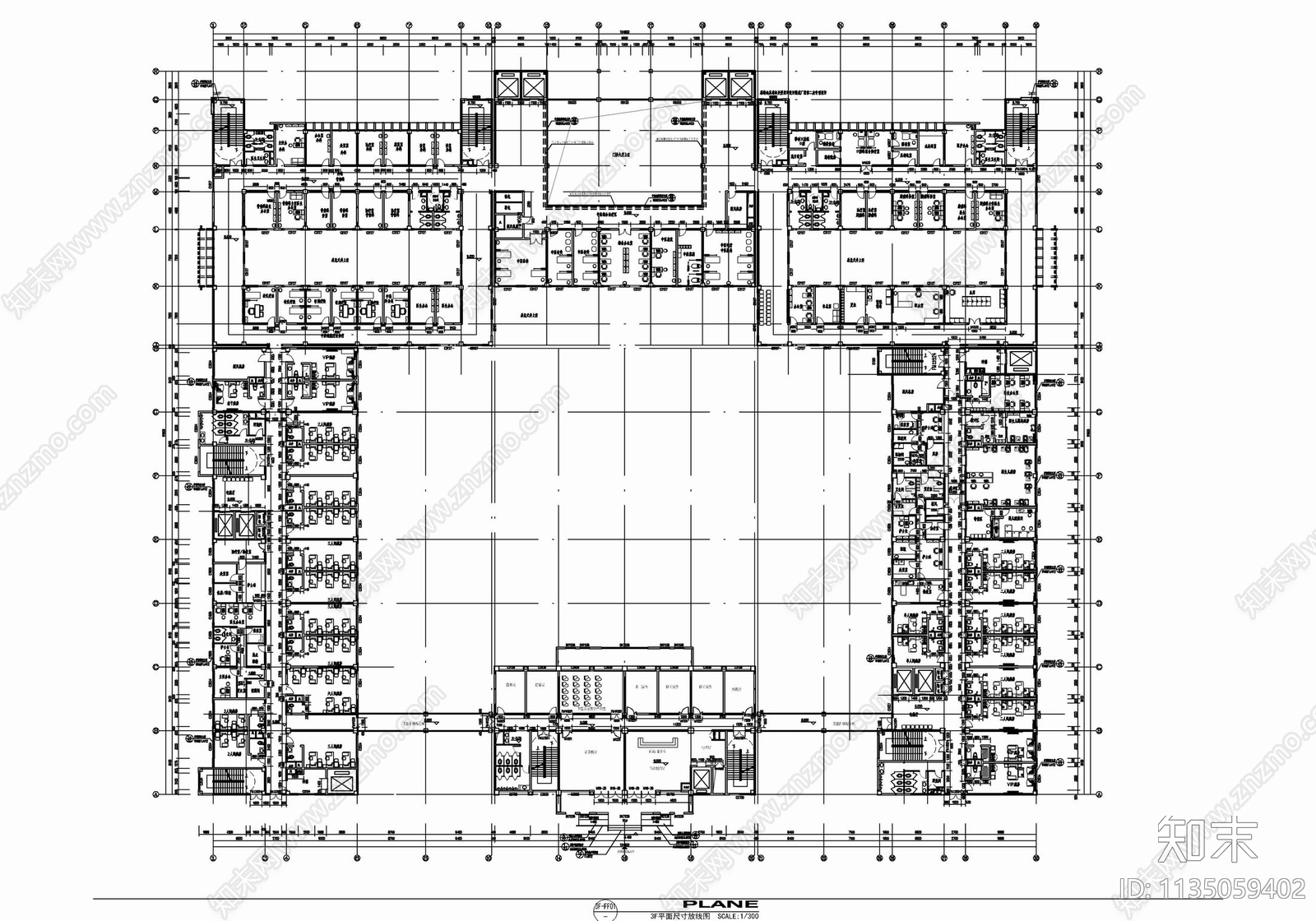 七层中医院室内cad施工图下载【ID:1135059402】