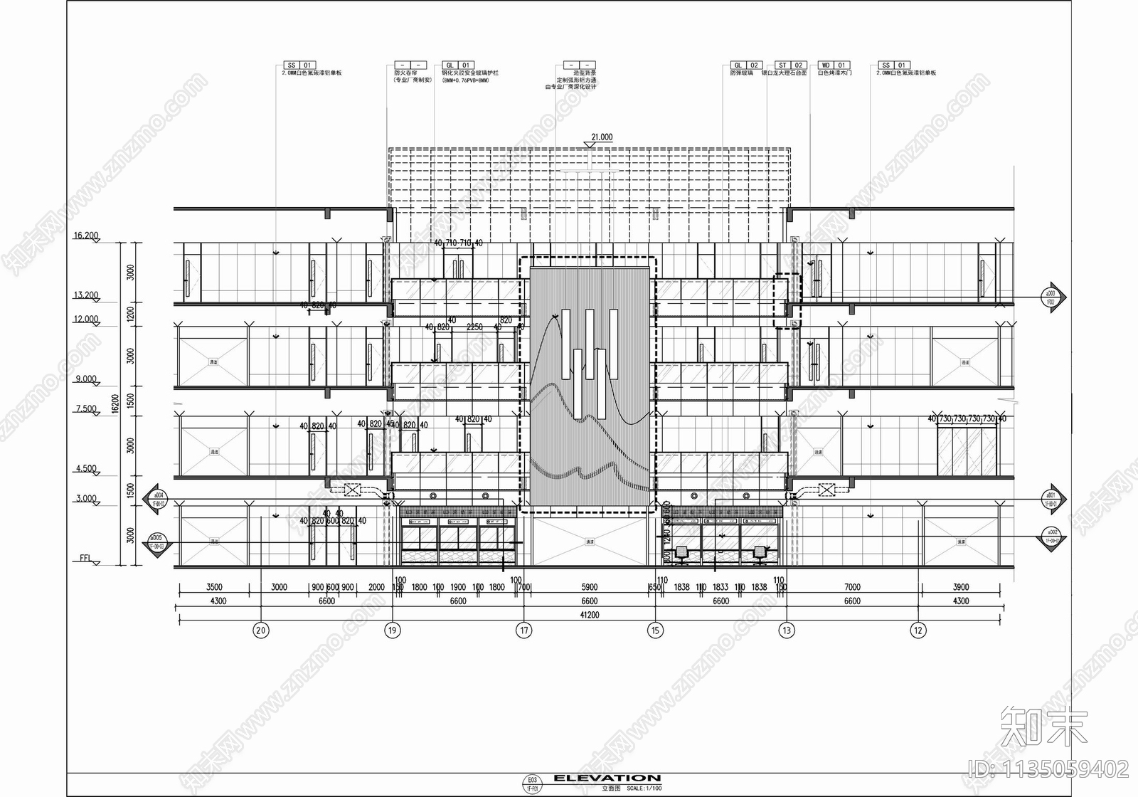 七层中医院室内cad施工图下载【ID:1135059402】