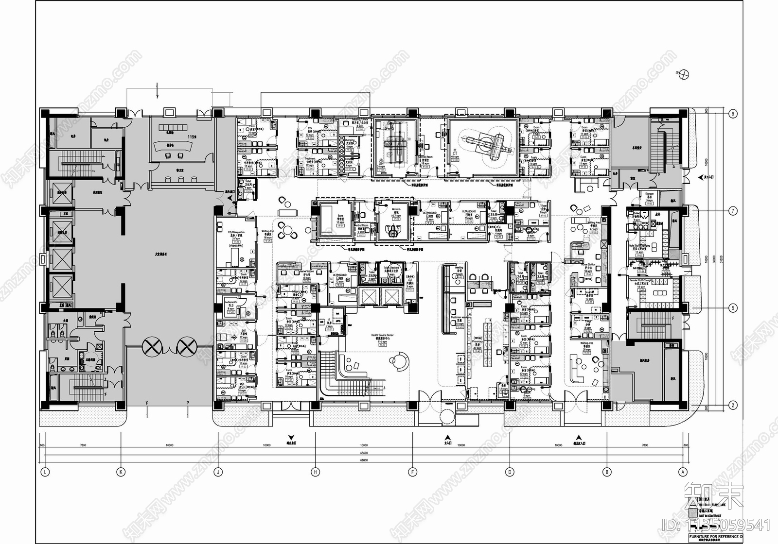 医院门诊部室内cad施工图下载【ID:1135059541】