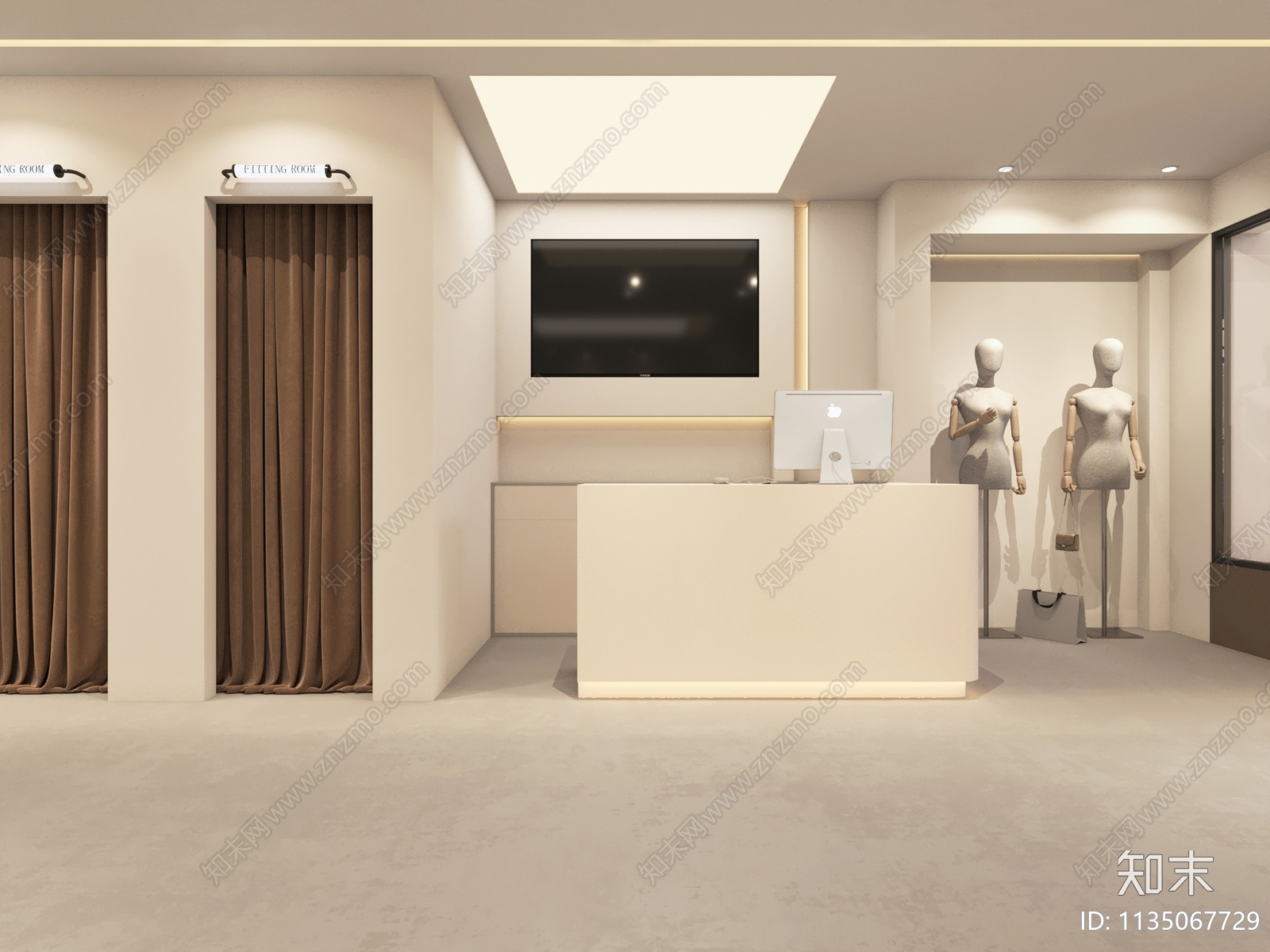 侘寂风服装店3D模型下载【ID:1135067729】