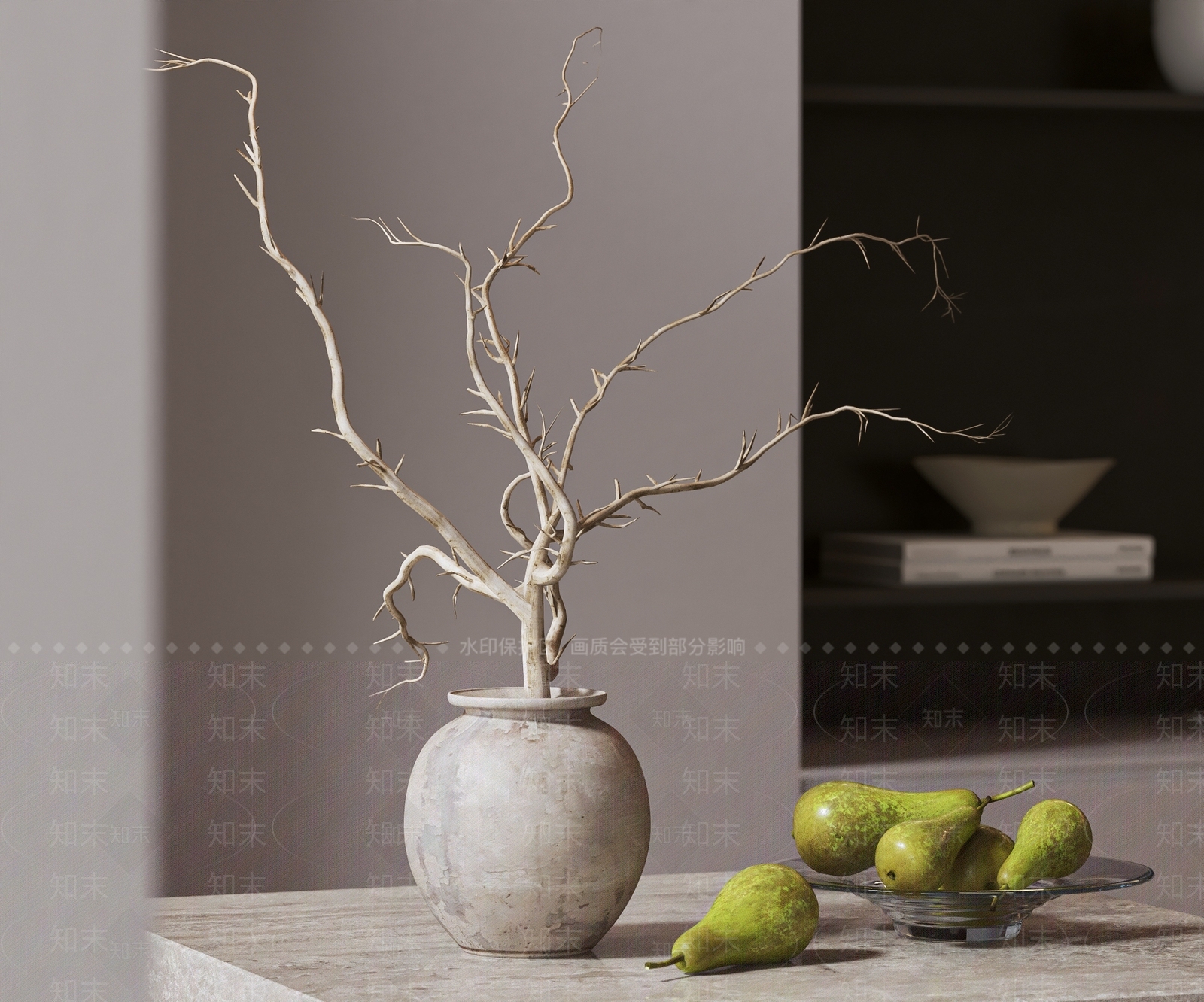 干枝花瓶3D模型下载【ID:1135063280】_知末3d模型网