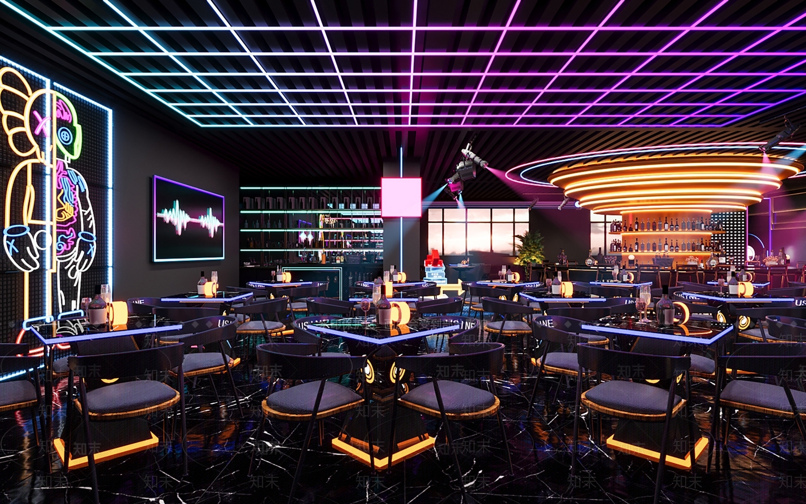 现代朋克音乐酒吧3D模型下载【ID:1135063338】