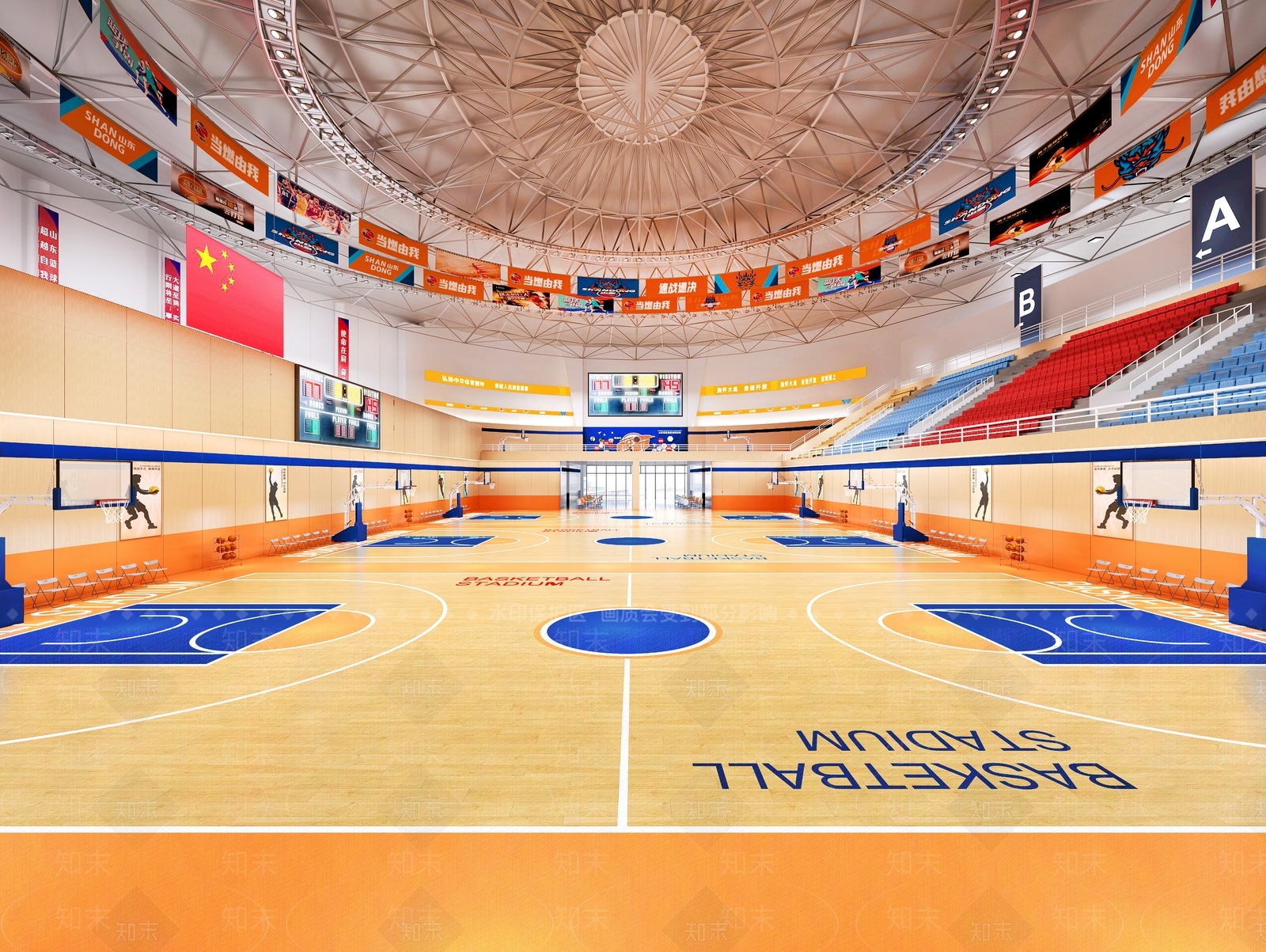 现代篮球馆3D模型下载【ID:1135066784】