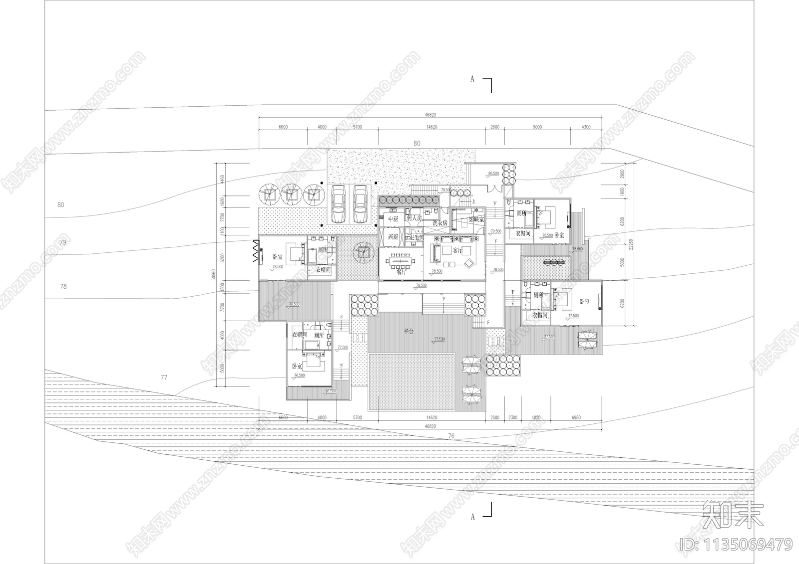 民宿建筑效果图cad施工图下载【ID:1135069479】