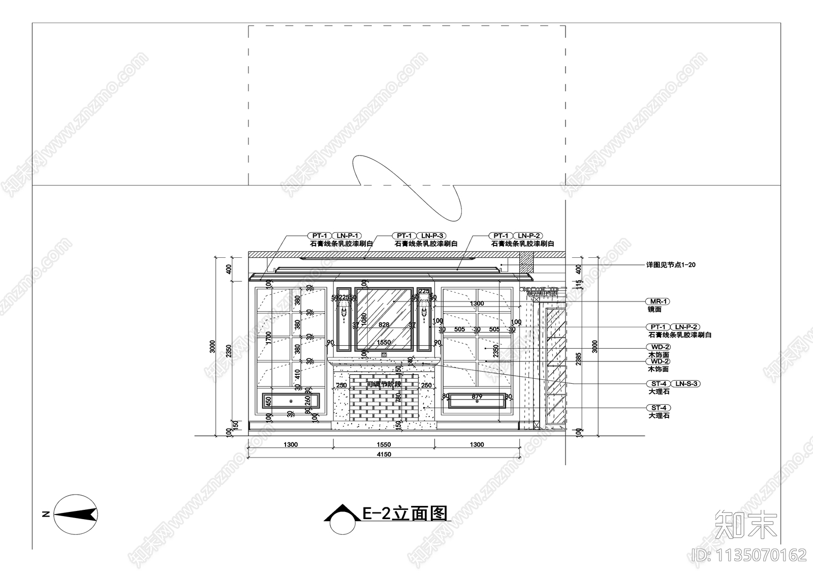 美式别墅效果图cad施工图下载【ID:1135070162】