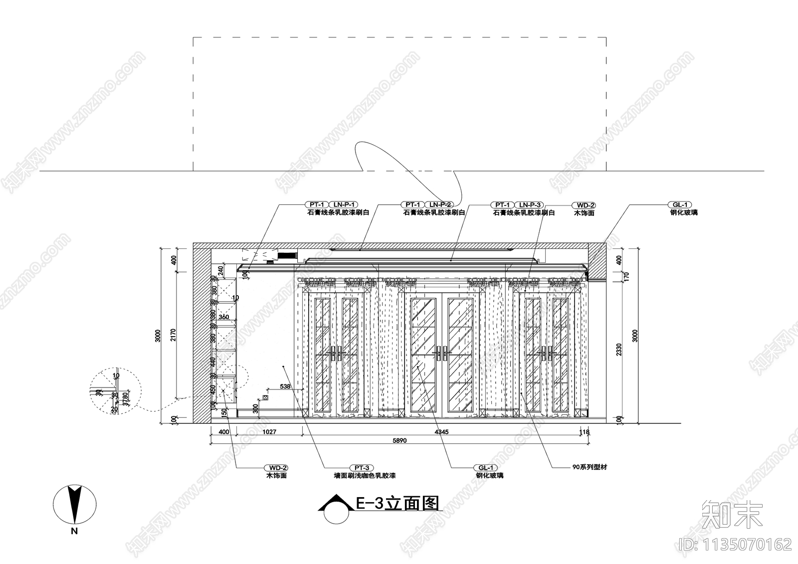 美式别墅效果图cad施工图下载【ID:1135070162】