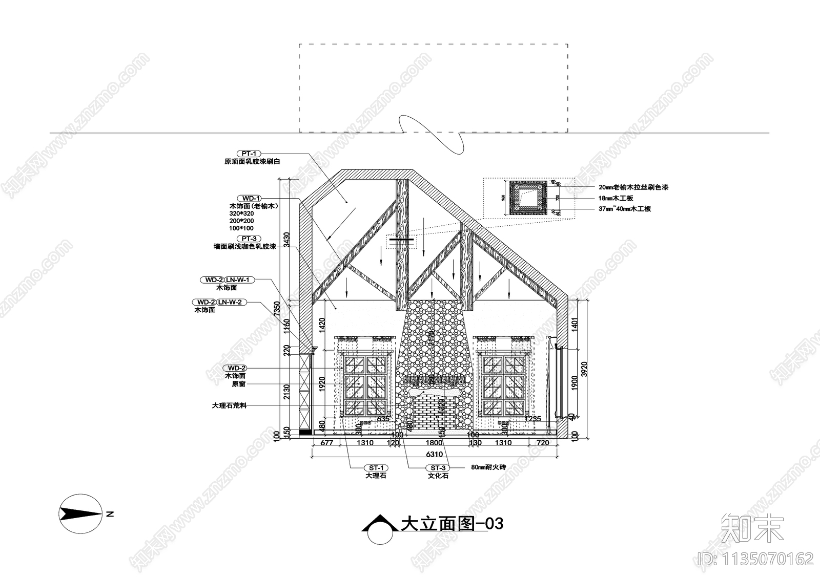 美式别墅效果图cad施工图下载【ID:1135070162】