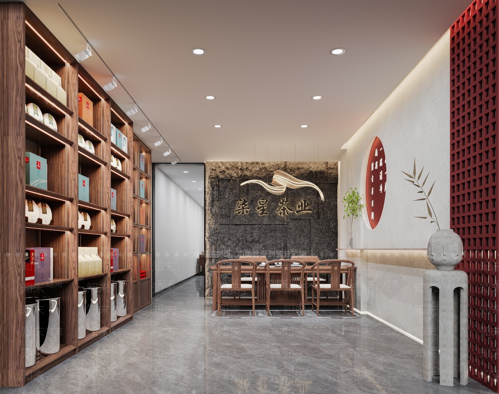 新中式茶叶店3D模型下载【ID:1135075816】