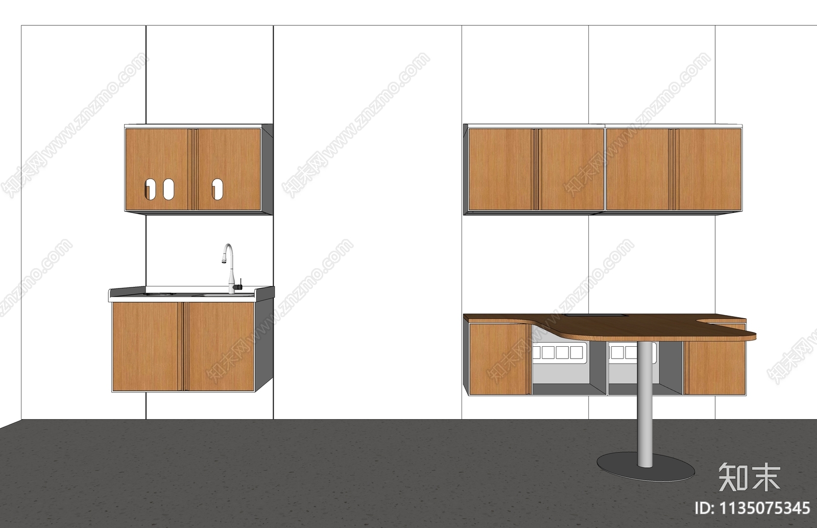 现代门诊室悬吊双人诊工作台SU模型下载【ID:1135075345】