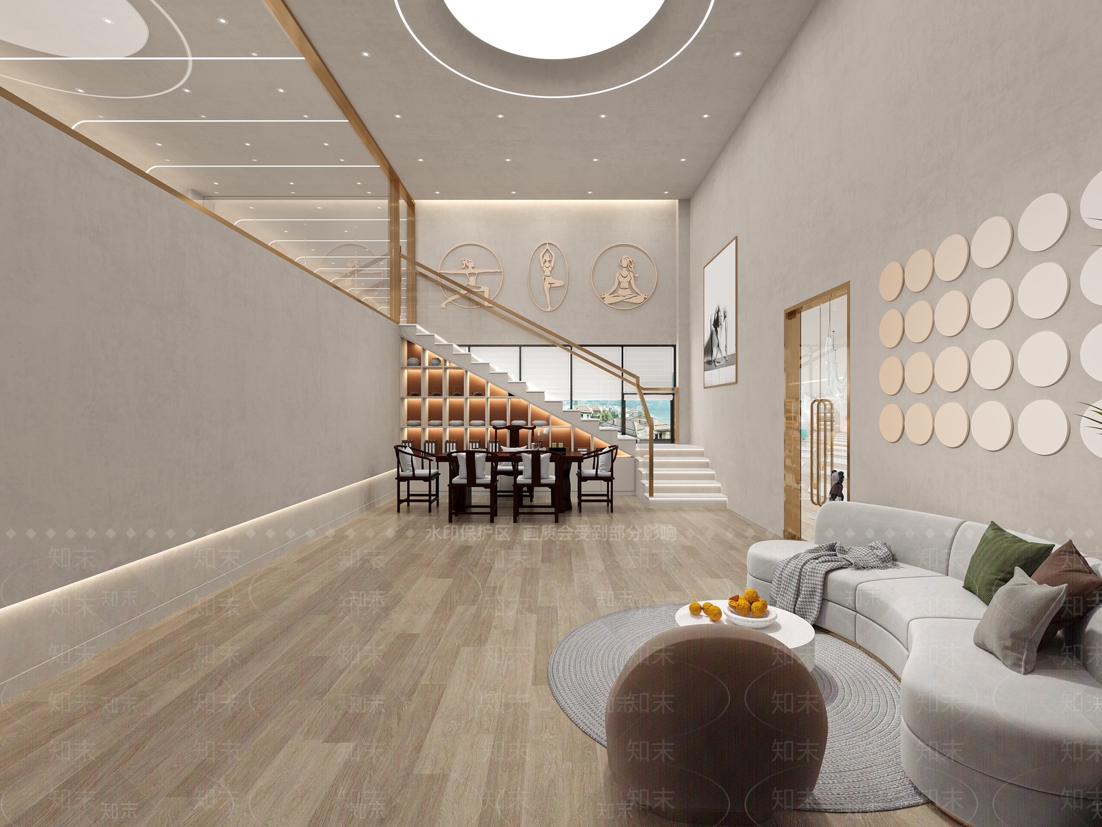 侘寂风普拉提室3D模型下载【ID:1135078595】