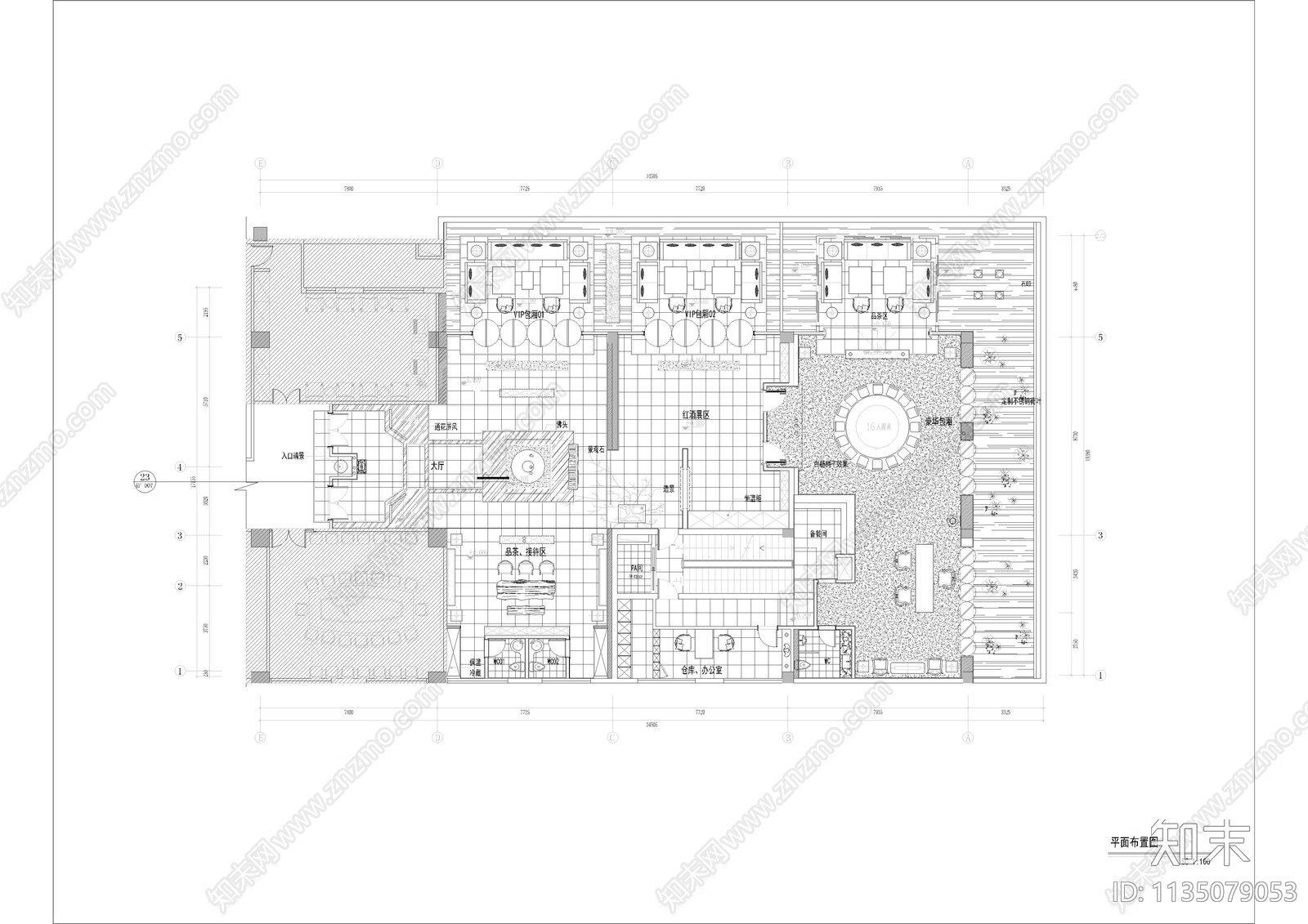 中式禅意风格茶会所cad施工图下载【ID:1135079053】