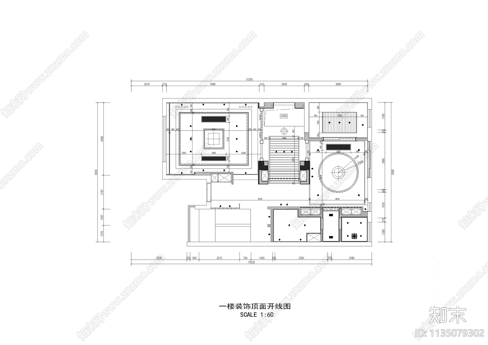 中式别墅cad施工图下载【ID:1135079302】