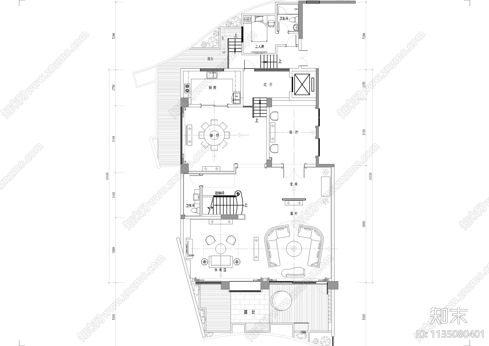 紫云阁别墅cad施工图下载【ID:1135080401】