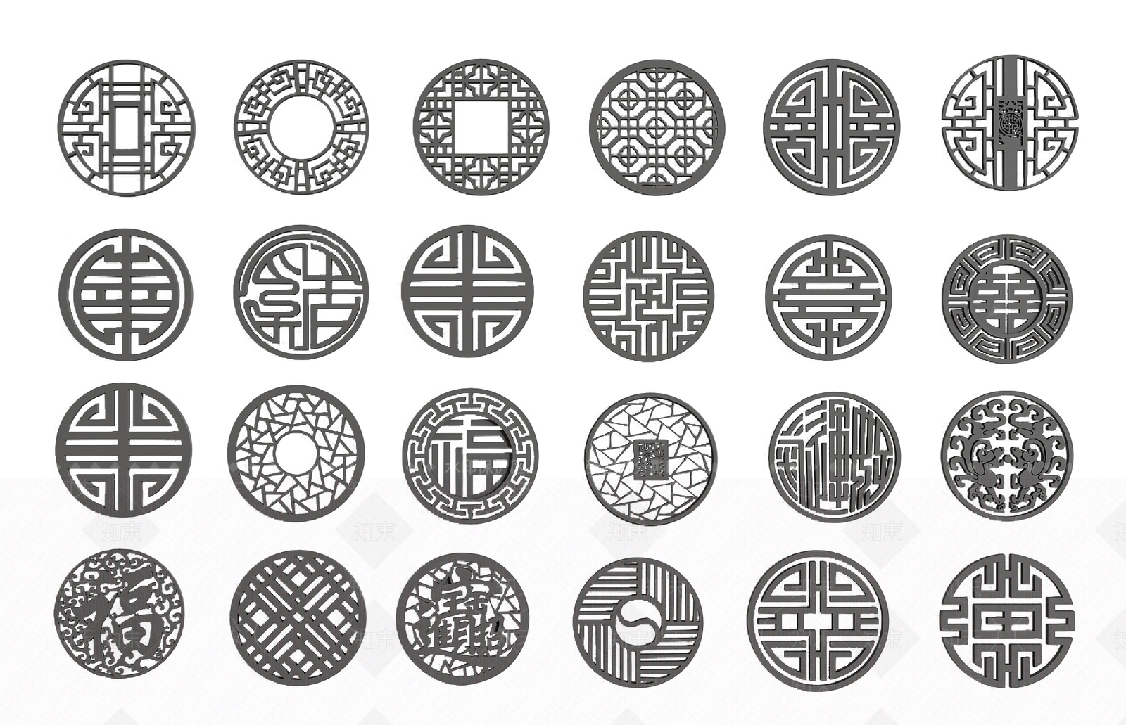 新中式镂空窗3D模型下载【ID:1135366264】