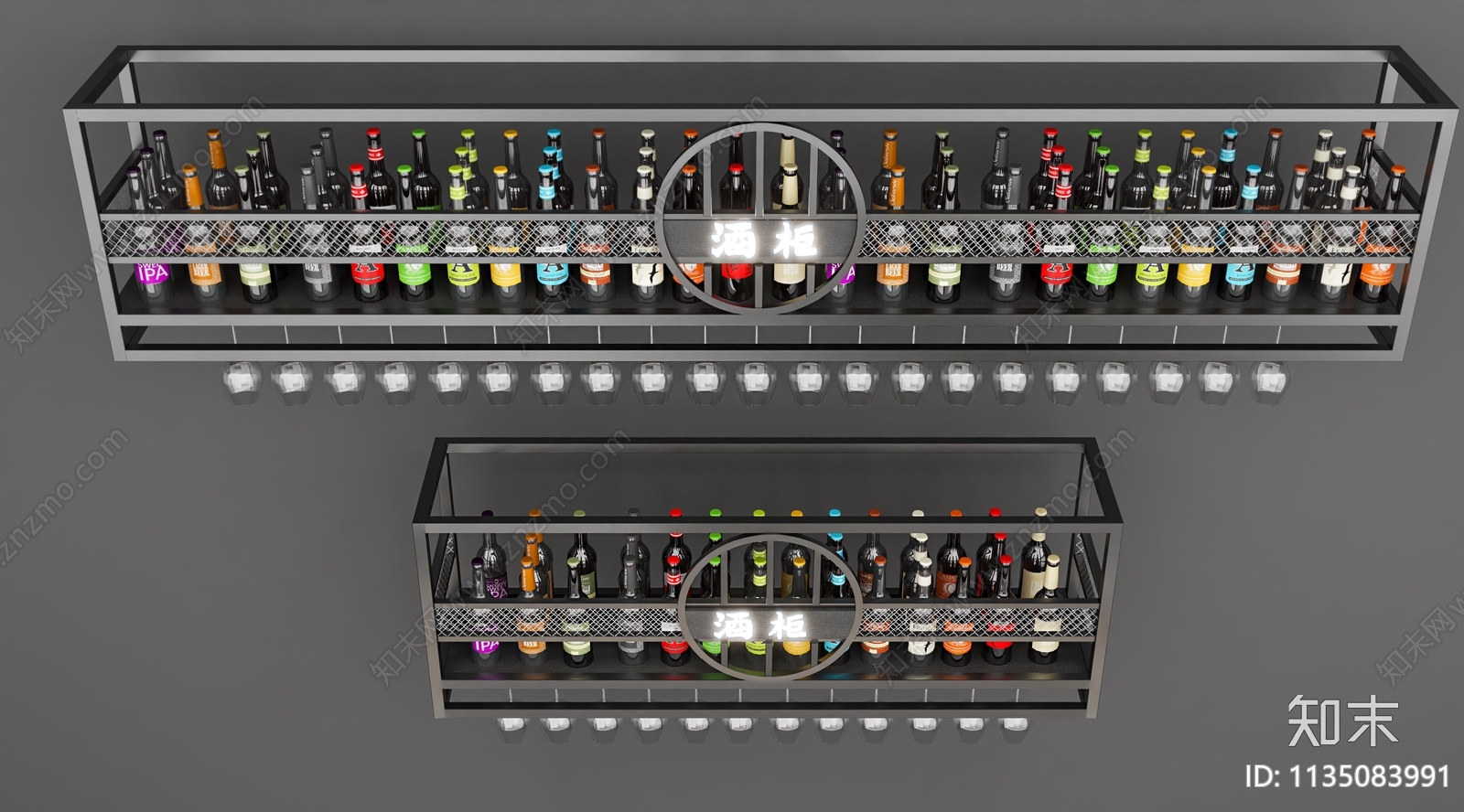 现代餐厅酒架3D模型下载【ID:1135083991】