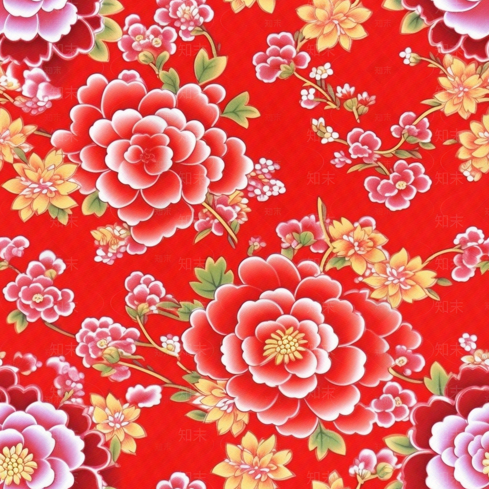东北花朵图案布艺贴图下载【ID:1135084522】