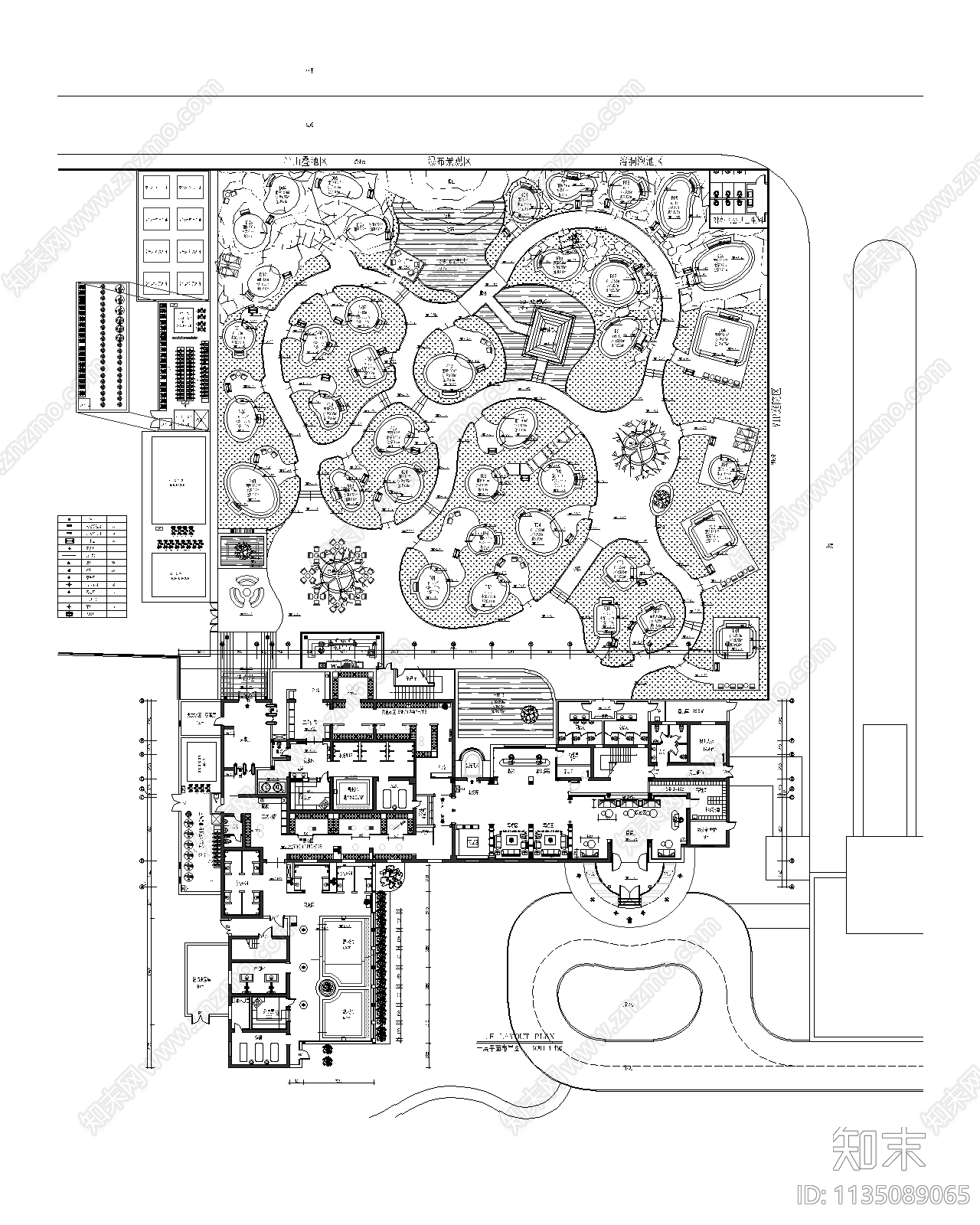 洗浴水疗SPA户外温泉cad施工图下载【ID:1135089065】