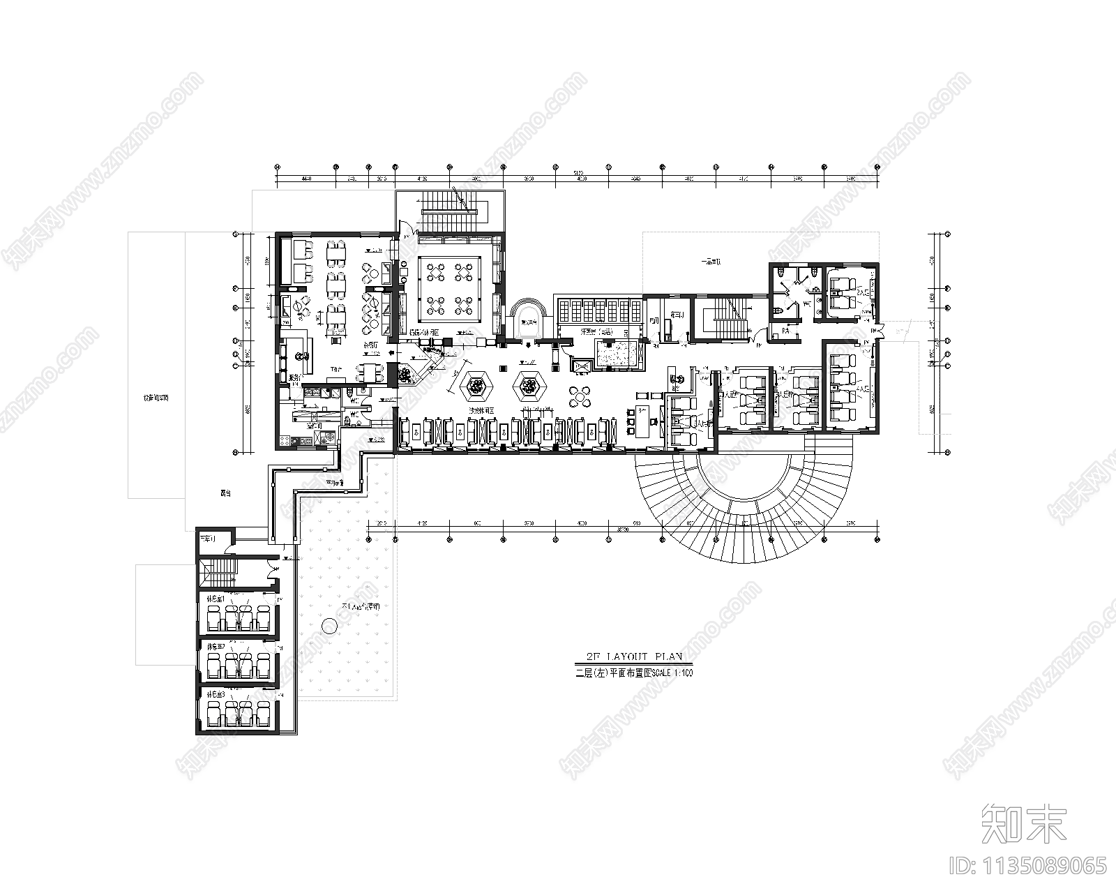 洗浴水疗SPA户外温泉cad施工图下载【ID:1135089065】