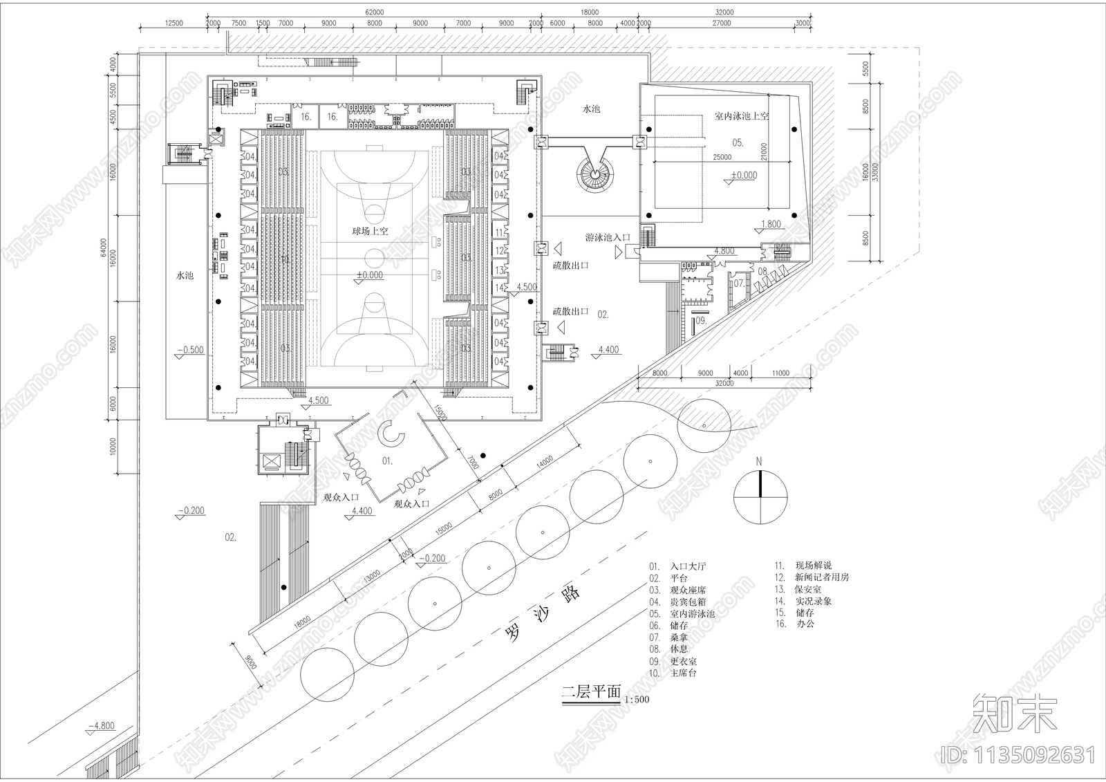 某体育馆全套建筑cad施工图下载【ID:1135092631】