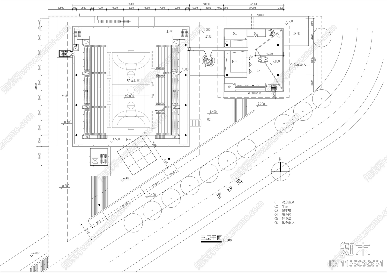 某体育馆全套建筑cad施工图下载【ID:1135092631】