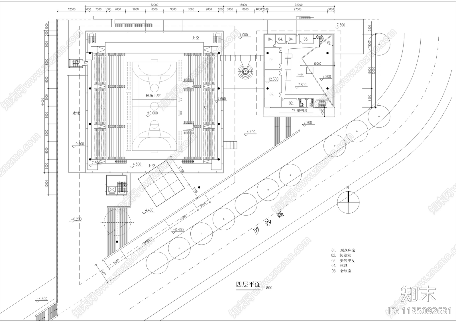 某体育馆全套建筑cad施工图下载【ID:1135092631】