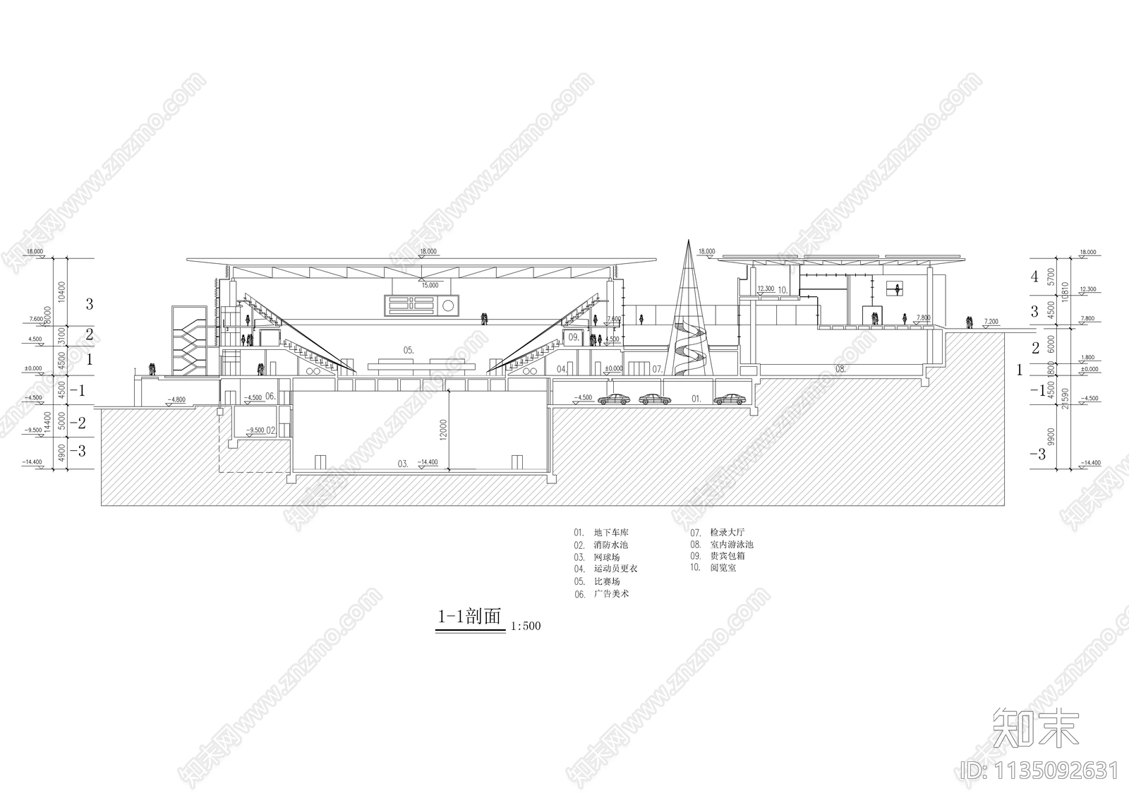 某体育馆全套建筑cad施工图下载【ID:1135092631】