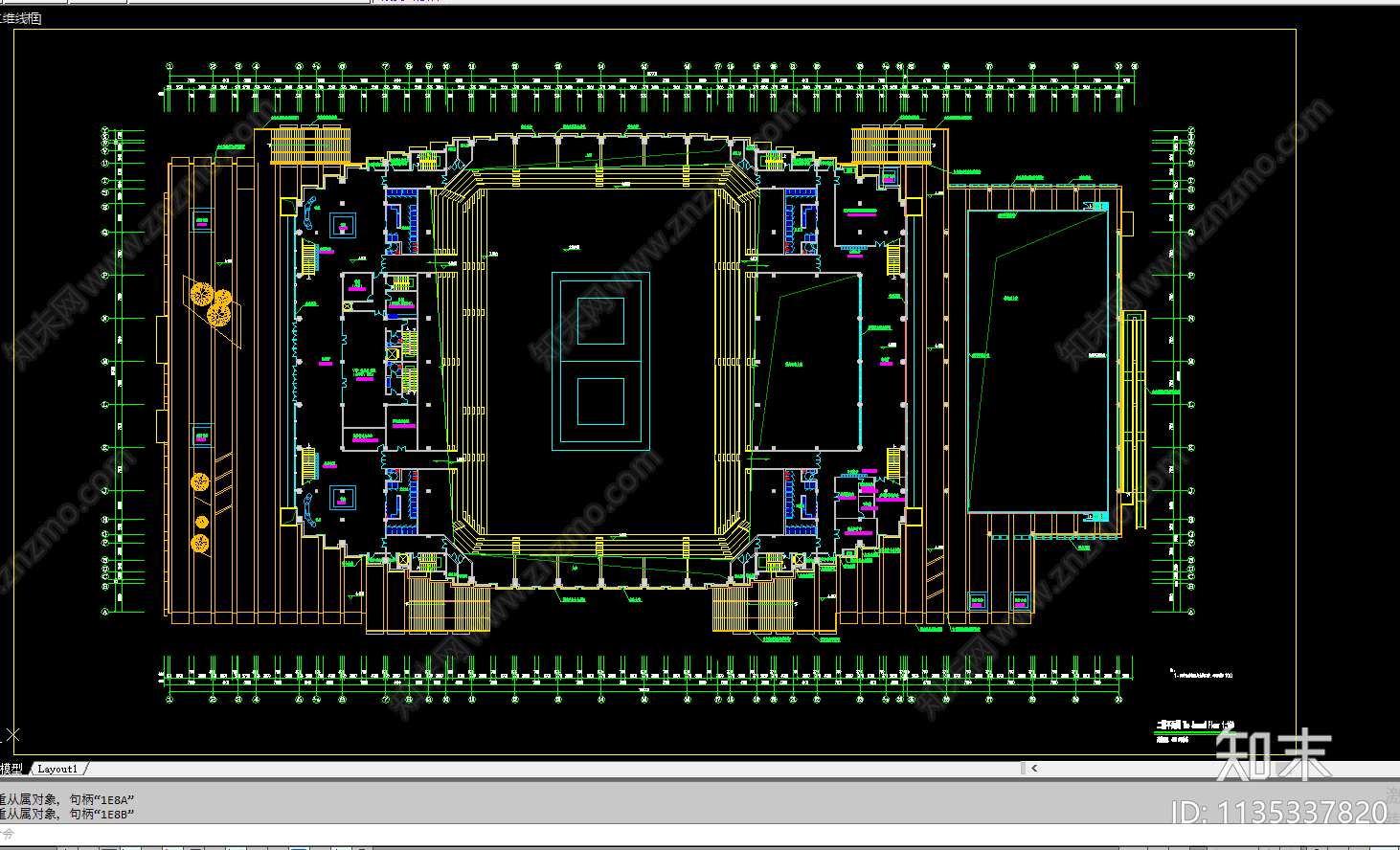 体育馆平面图cad施工图下载【ID:1135337820】