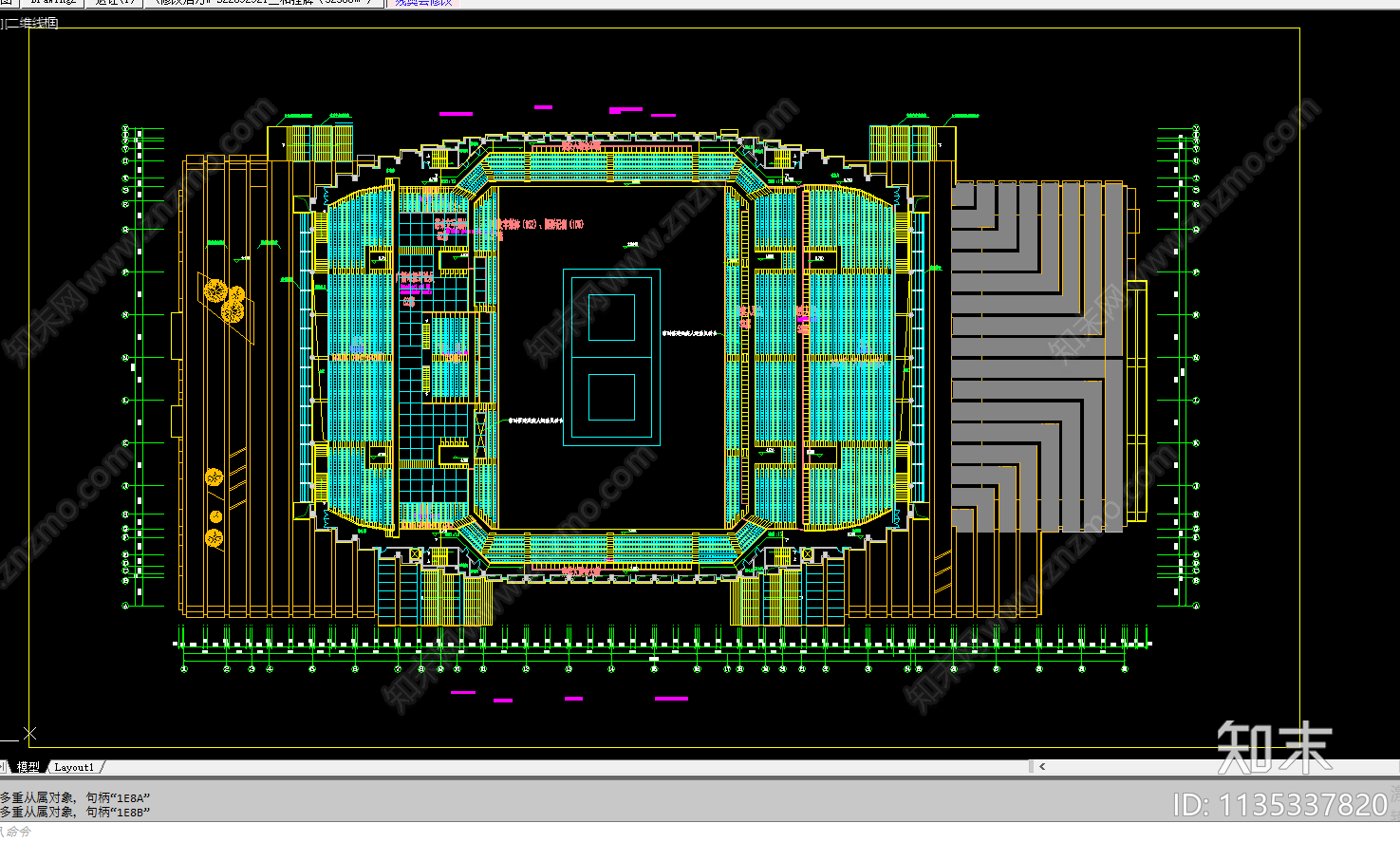 体育馆平面图cad施工图下载【ID:1135337820】