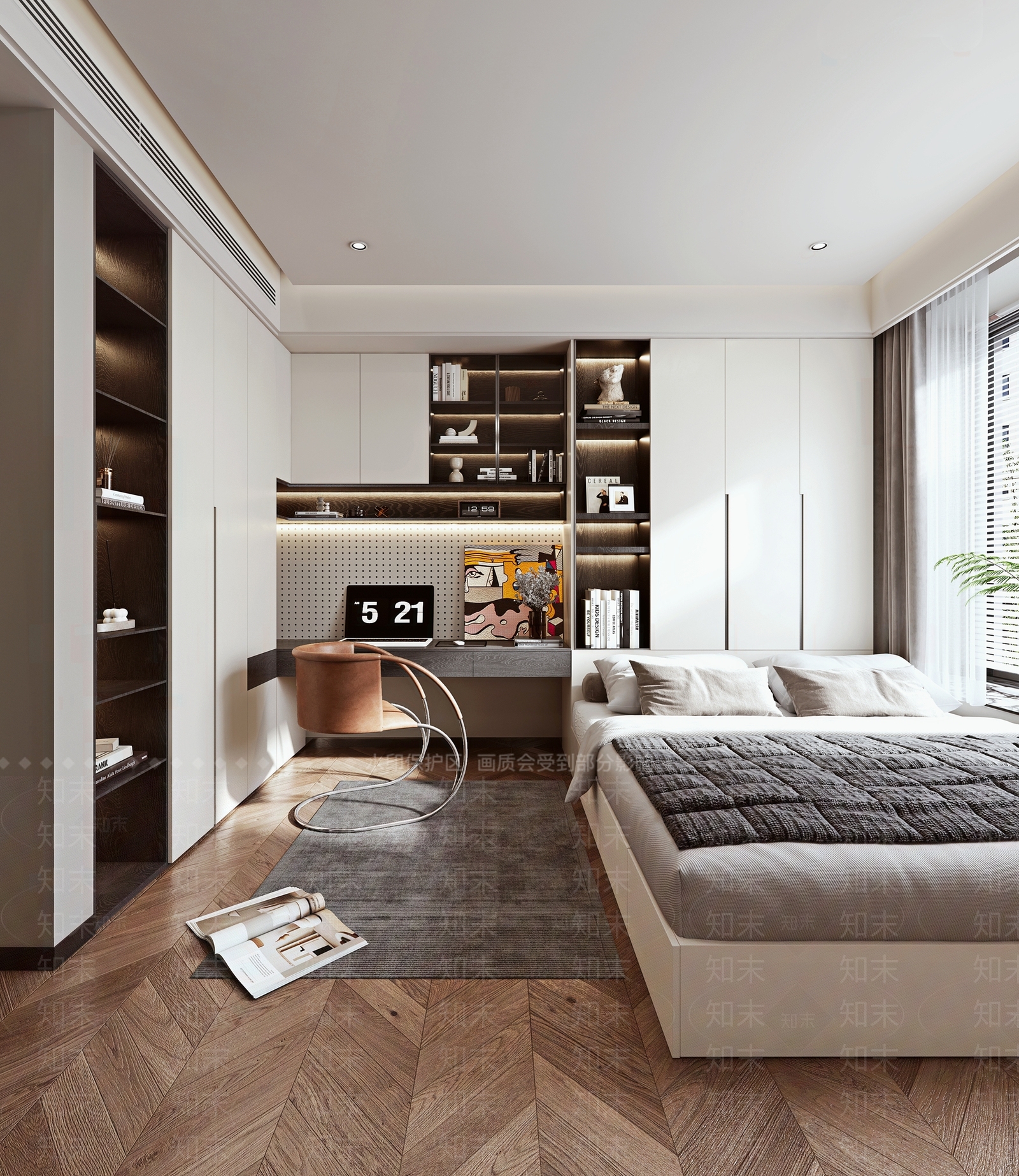 现代榻榻米卧室SU模型下载【ID:1135095123】
