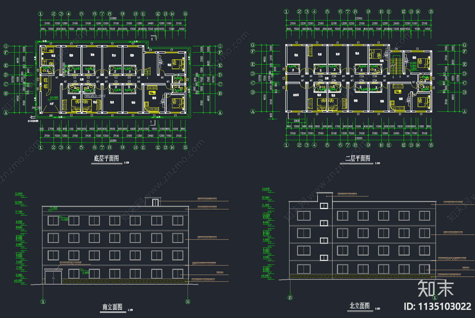 58套宿舍公寓楼建筑施工图下载【ID:1135103022】