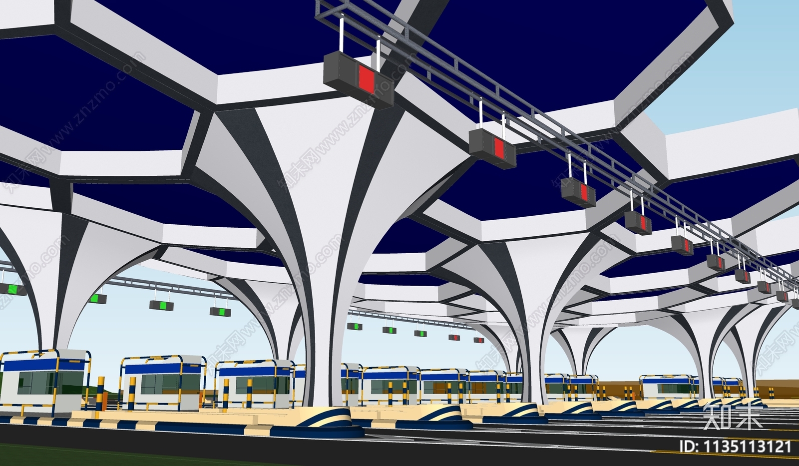 现代高速公路收费站SU模型下载【ID:1135113121】