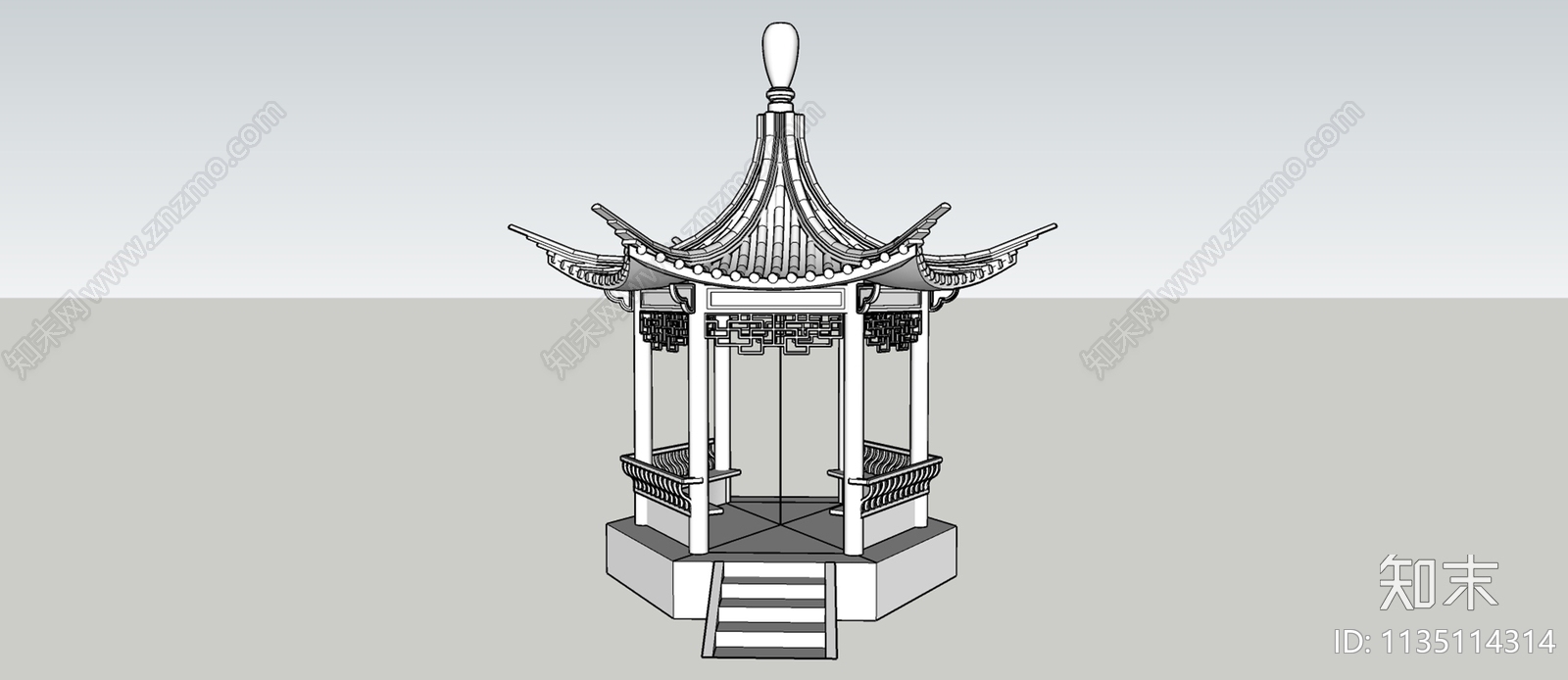 中式古典建筑亭子SU模型下载【ID:1135114314】