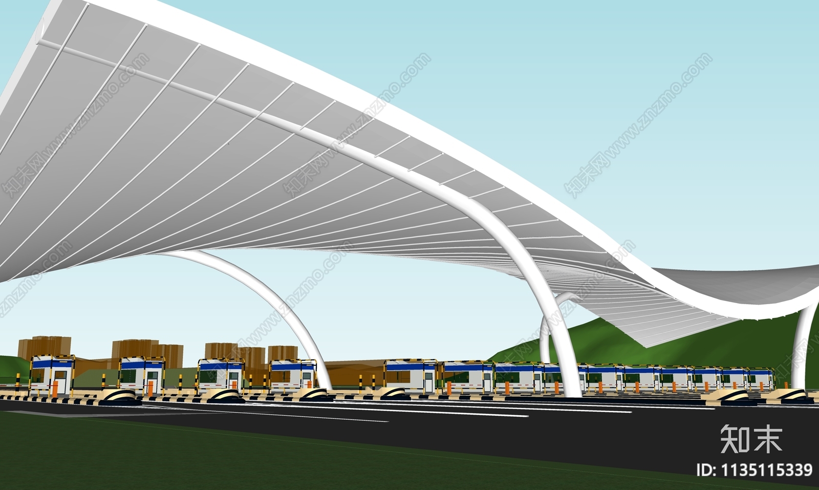现代收费站SU模型下载【ID:1135115339】