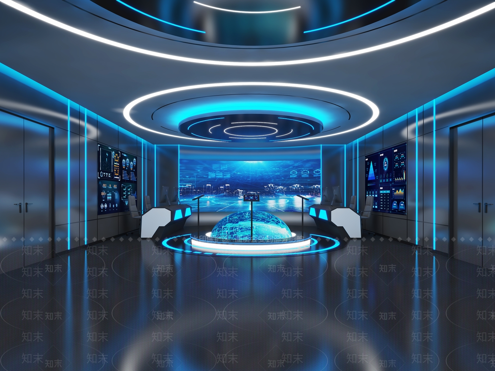 现代监控指挥室3D模型下载【ID:1135117901】