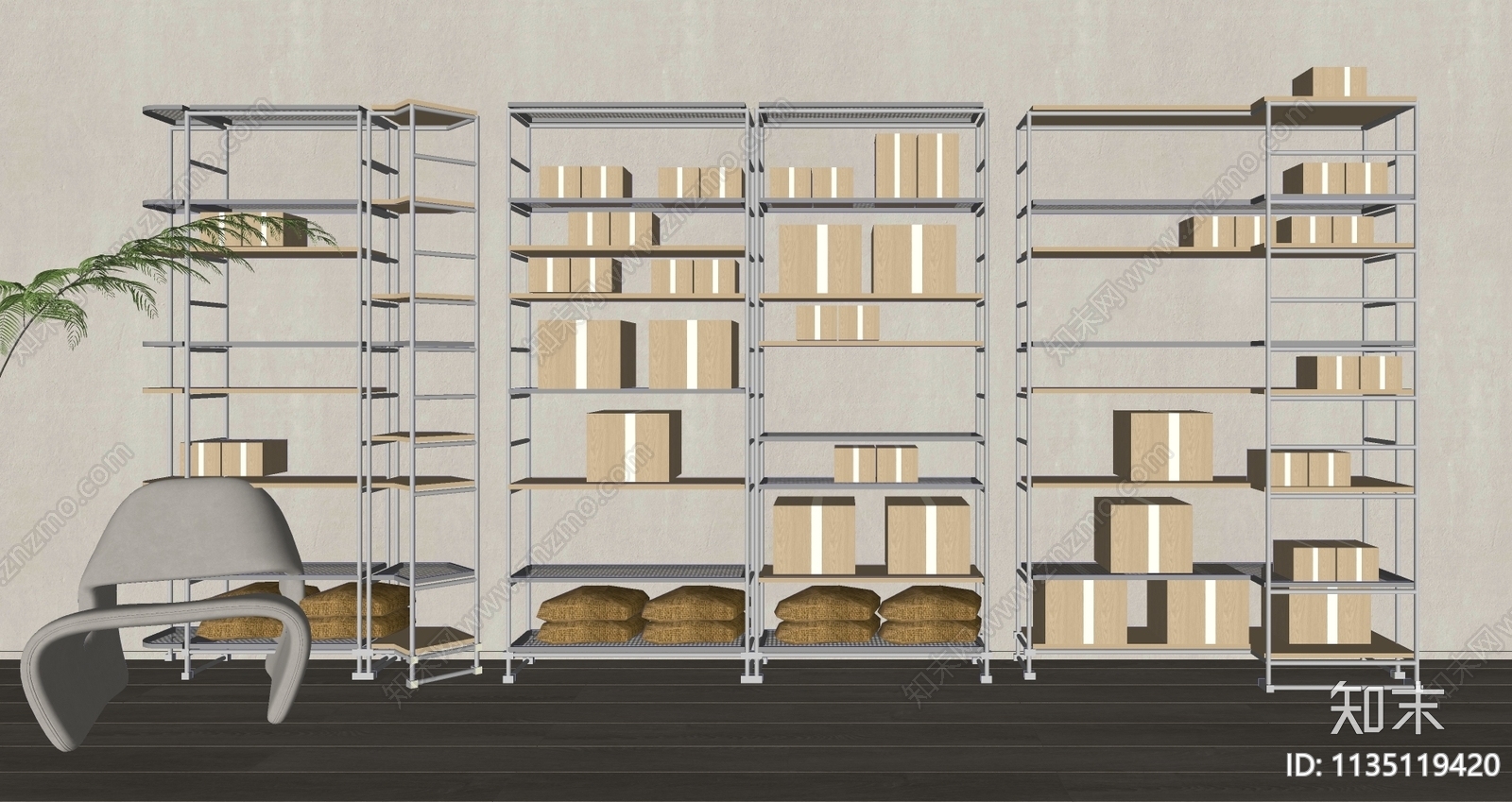 现代货架SU模型下载【ID:1135119420】