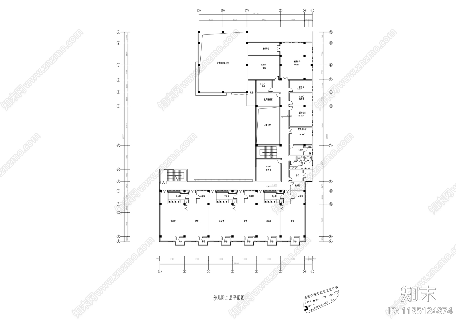 现代社区幼儿园建筑效果图cad施工图下载【ID:1135124874】