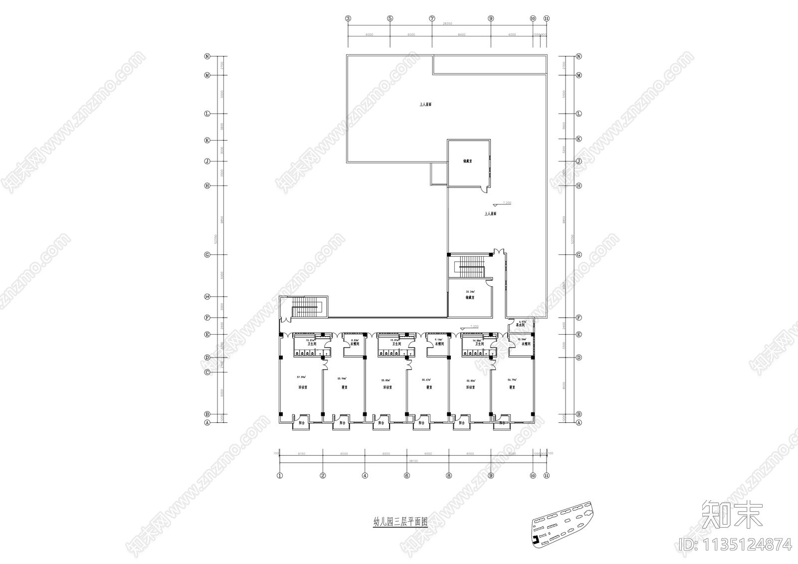 现代社区幼儿园建筑效果图cad施工图下载【ID:1135124874】