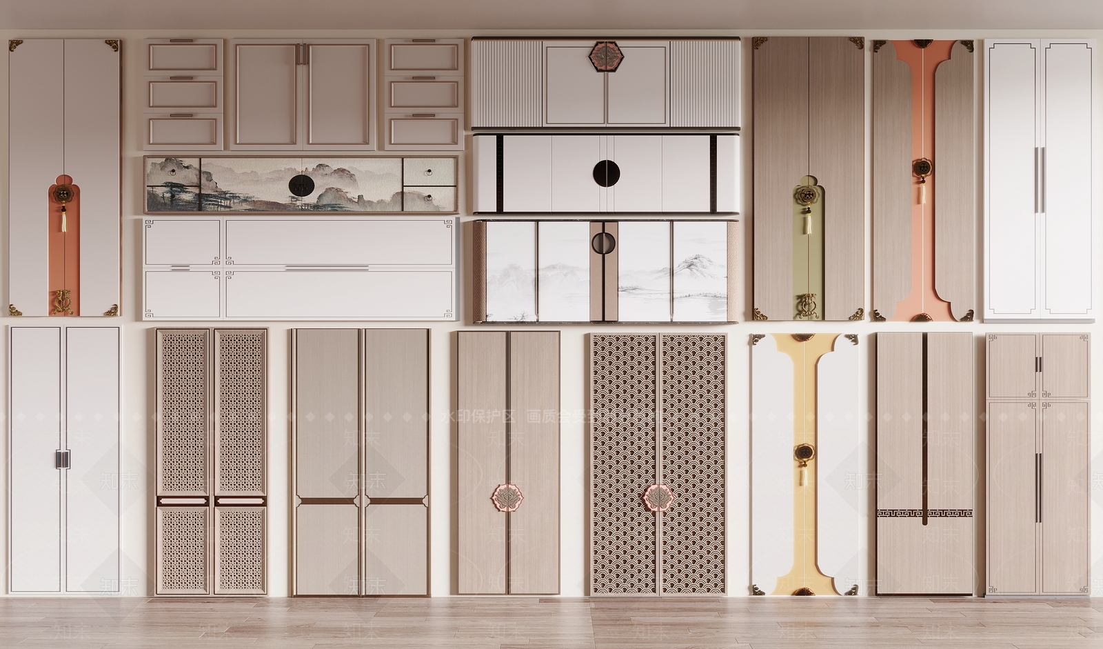 新中式门板3D模型下载【ID:1135128385】