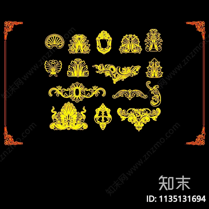 欧式几架装饰品三视图cad施工图下载【ID:1135131694】