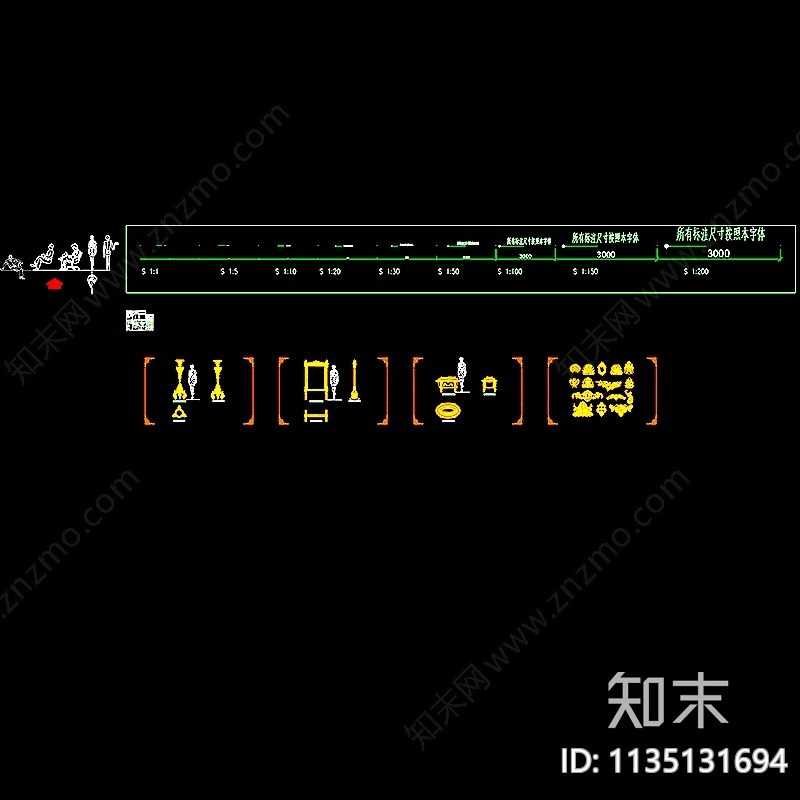 欧式几架装饰品三视图cad施工图下载【ID:1135131694】