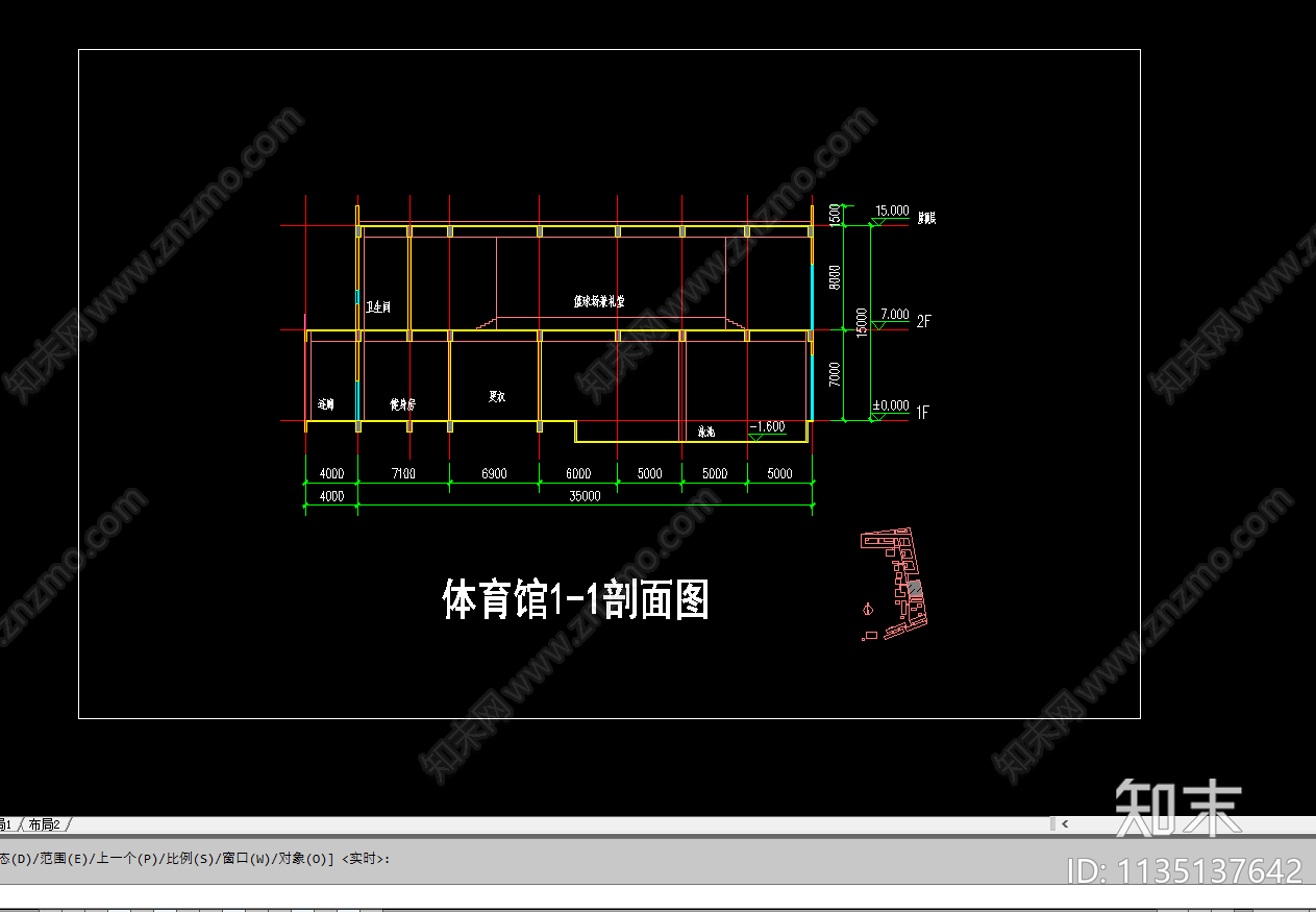 学校体育馆平面图cad施工图下载【ID:1135137642】