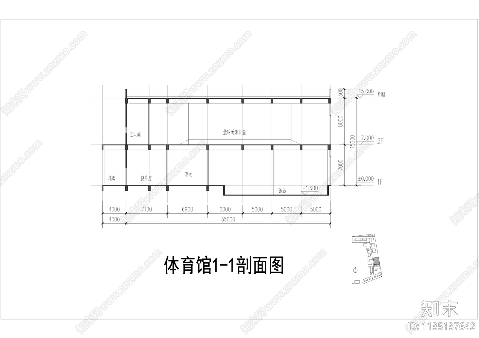 学校体育馆平面图cad施工图下载【ID:1135137642】