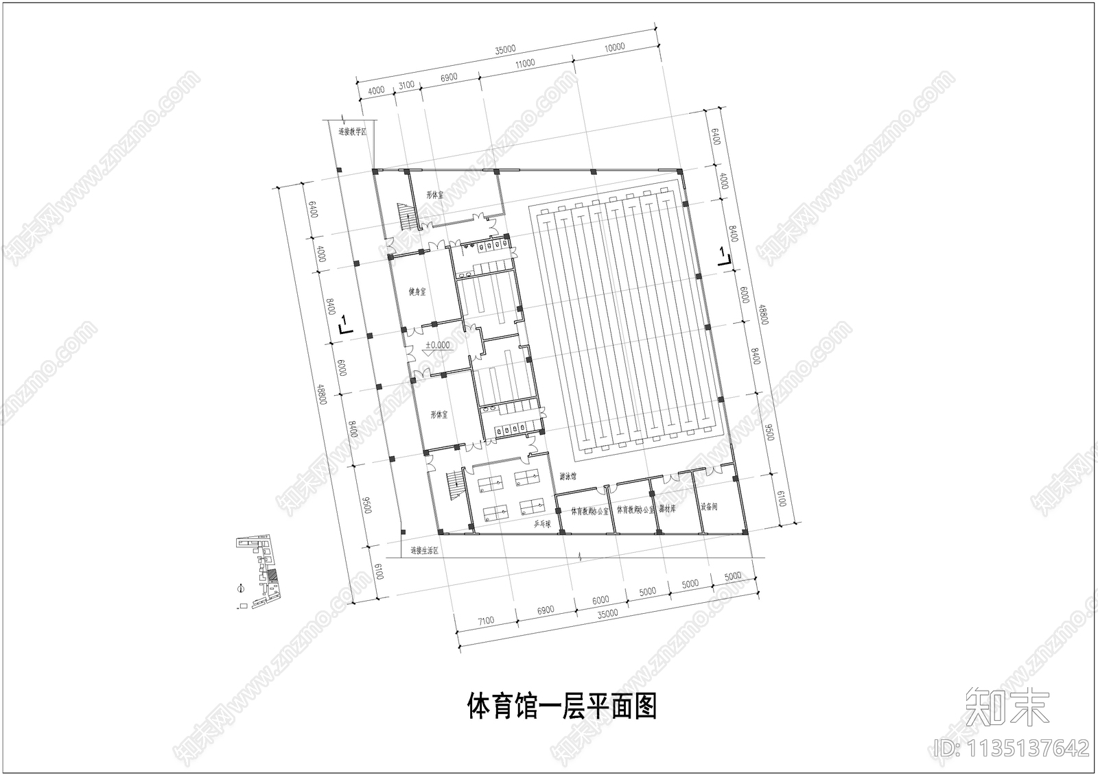 学校体育馆平面图cad施工图下载【ID:1135137642】