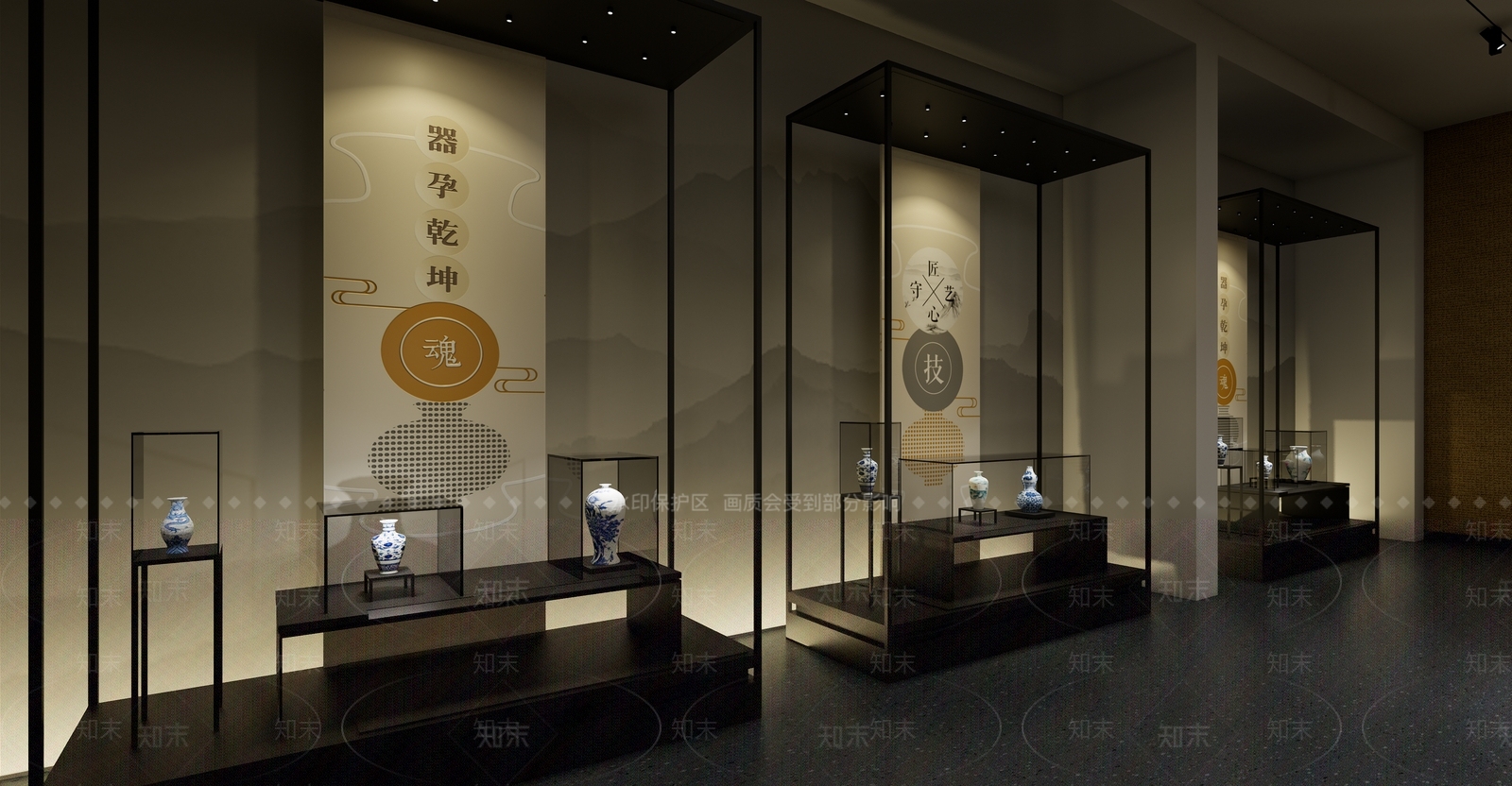 新中式博物馆内部SU模型下载【ID:1135142624】