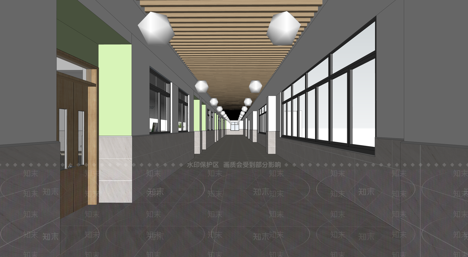 现代学校走道SU模型下载【ID:1135139574】