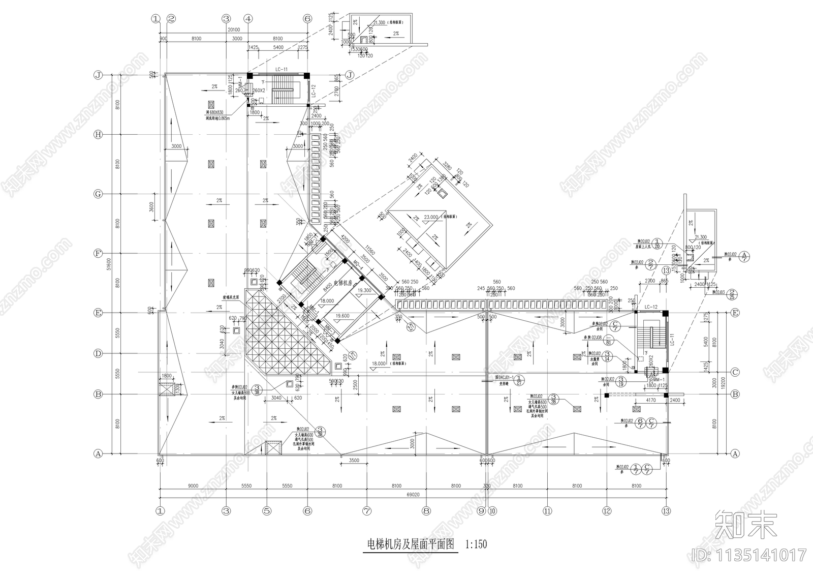 L型疗养院建筑施工图下载【ID:1135141017】